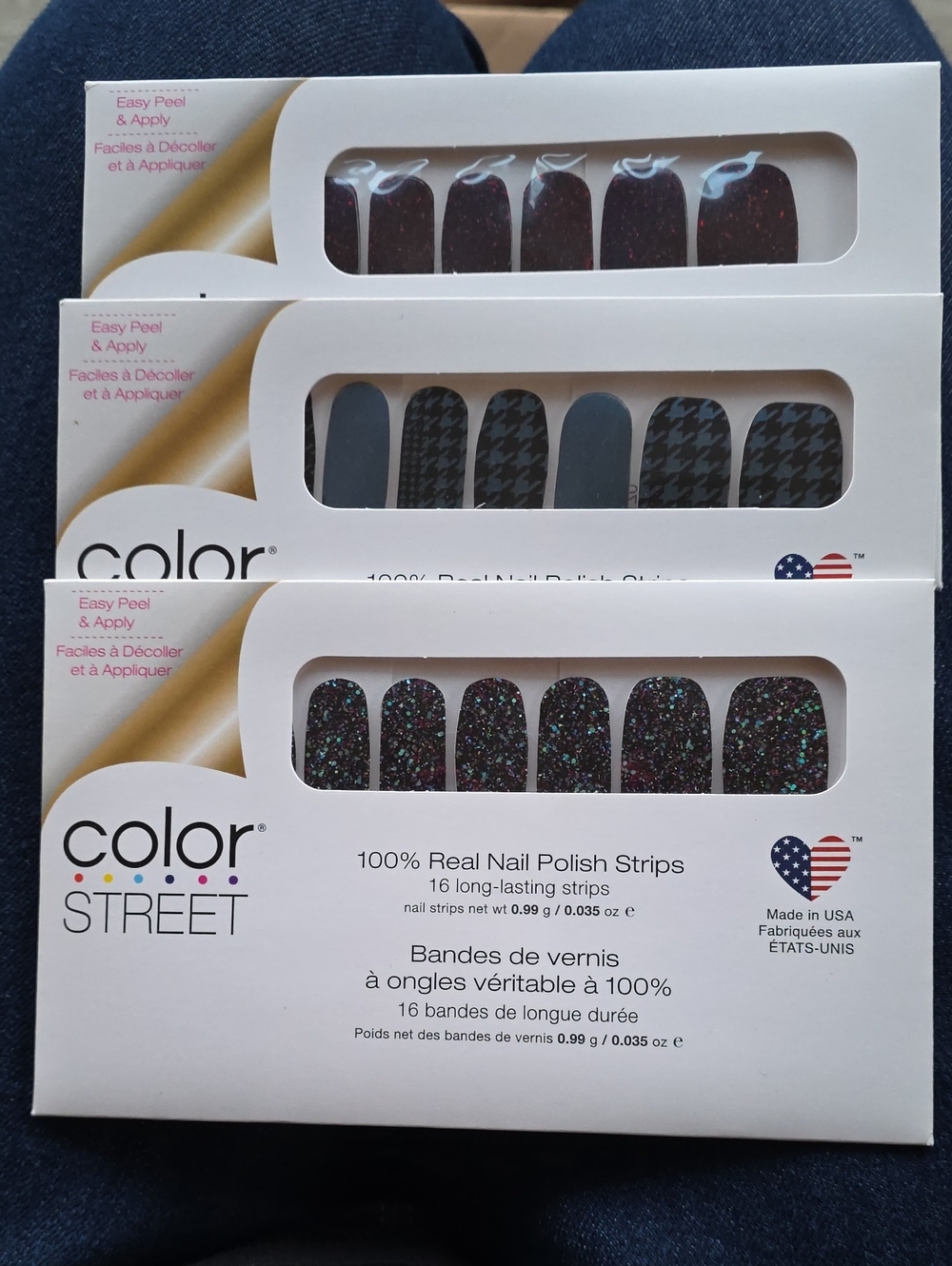 Color Street 100% Real Nail Polish Strips Lot Of 3 Sets